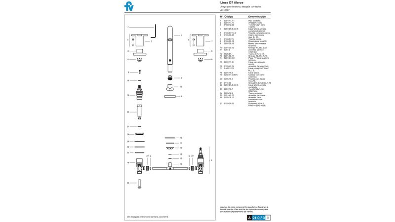 Grifer a para Lavatorio Fv Alerce Cromo 207 D7 Construya