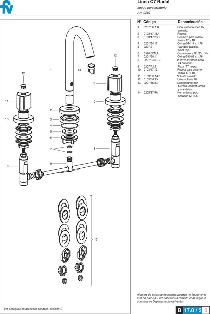 Despiece-para-Lavatorio-Fv-Radal