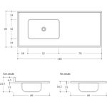 Mesada MS 1,40x60 Bacha Simple Izquierda Negra MM623 Durafort