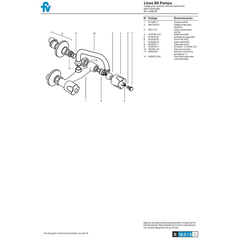 Despiece-Griferia-Fv-Pampa-409-B6-B6