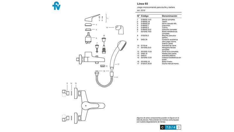 Desarme monocomando fv hot sale