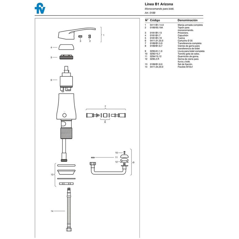 despiece-Griferia-Bidet-Monocomando-Arizona-189-b1