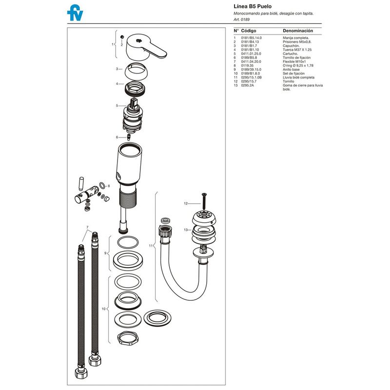 Despiece-Griferia-Bidet-Monocomando-Puelo-181-B5