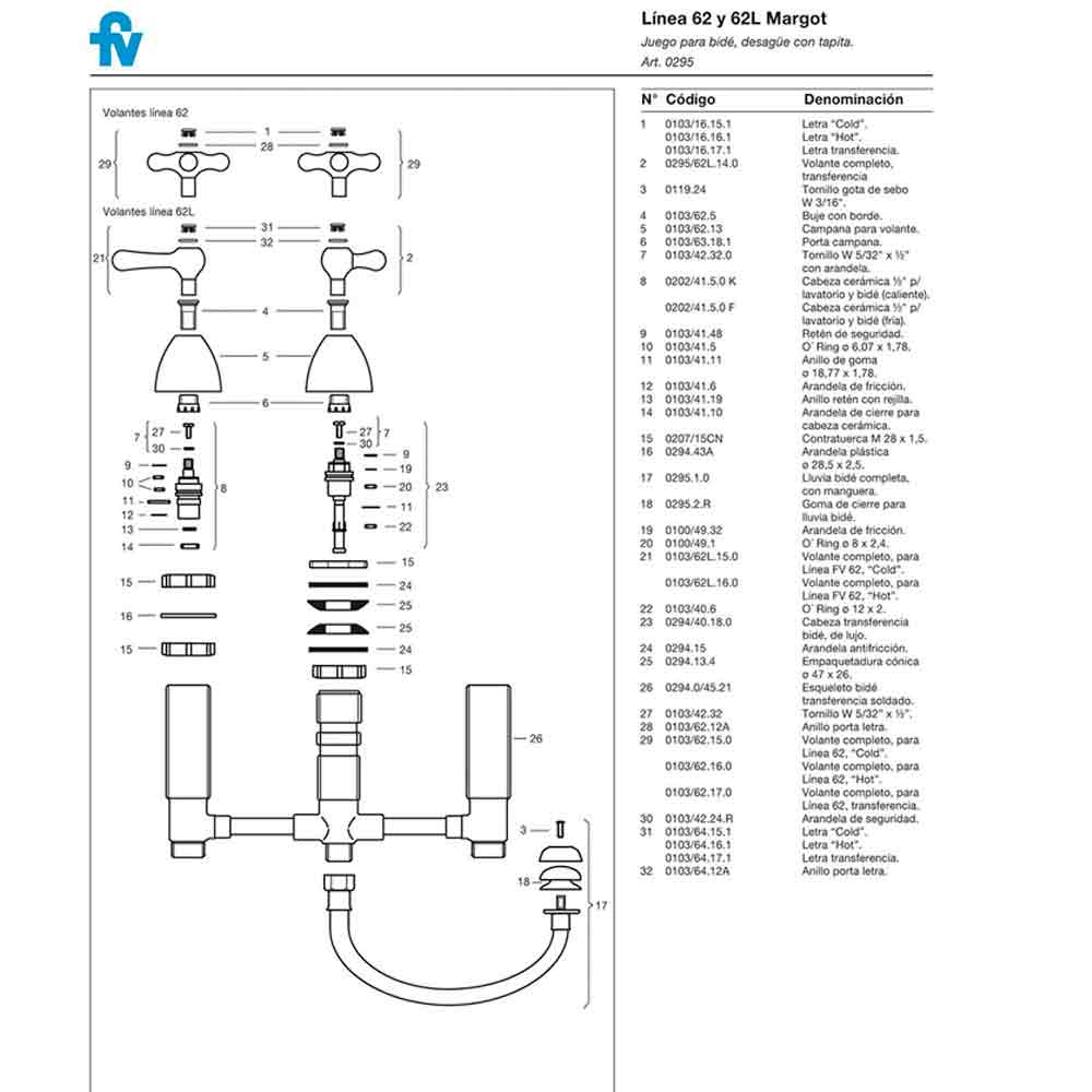 Grifer a Para Bidet Fv Margot Cromo 295 62 Construya Bercovich