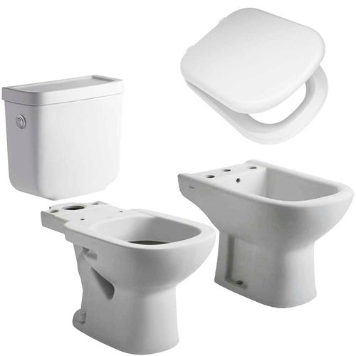 Combo Baño Bari Ferrum Inodoro + Depósito + Bidet + Tapa Asiento Traful TKX