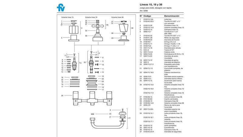 Griferia fv malena online bidet