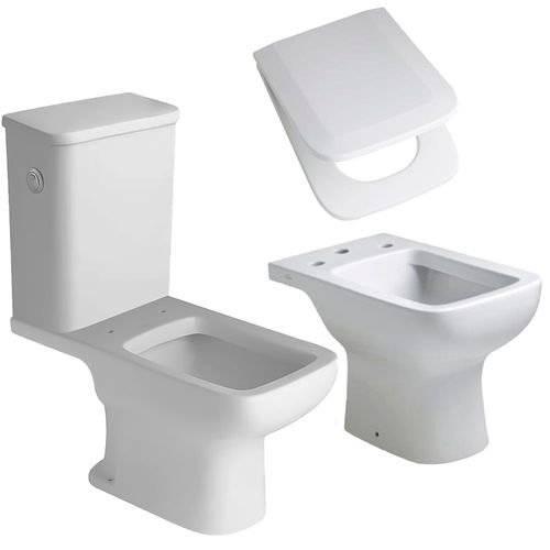 Combo Baño Trento Ferrum Inodoro + Depósito + Bidet + Tapa Asiento TEXC