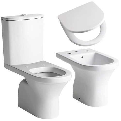 Combo Baño Varese Ferrum Inodoro + Depósito + Bidet + Tapa Asiento TTXUS