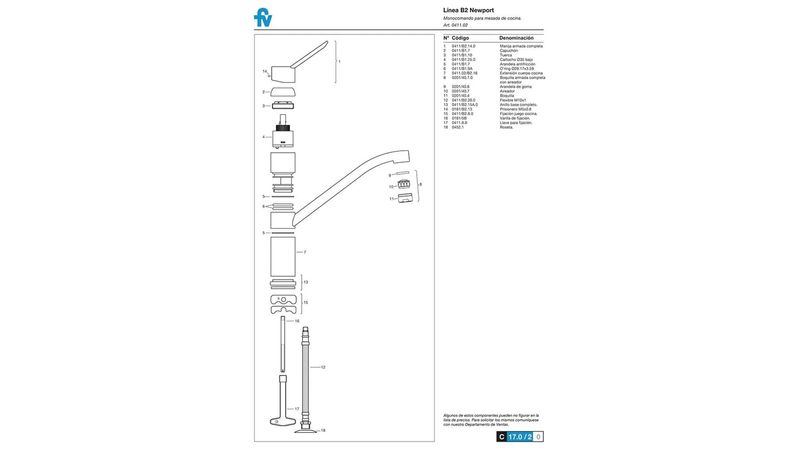 Despiece monocomando 2025 fv swing