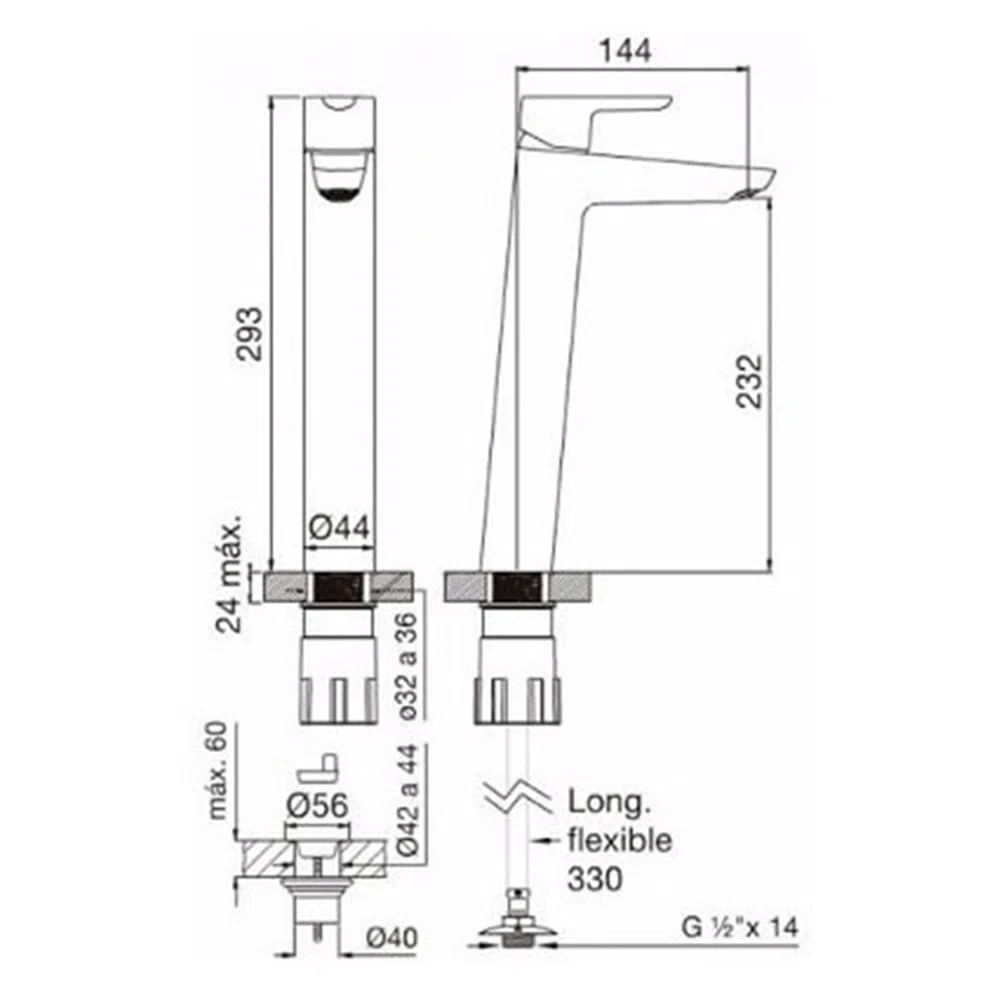 Grifer a Para Lavatorio Monocomando Fv Puelo Cromo 181.02 B5