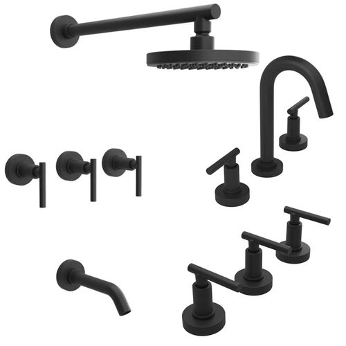 Combo Baño Griferías Thunder Black Estalgrif Lever Advance