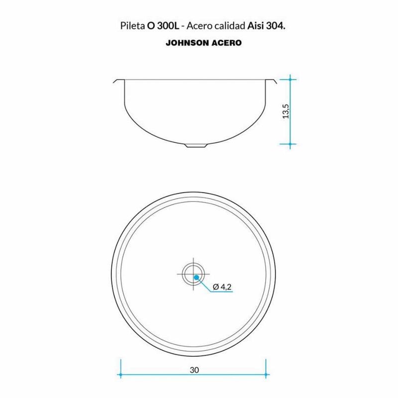 pileta-bacha-bano-sobre-mesada-acero-304-johnson-o300l-esquema
