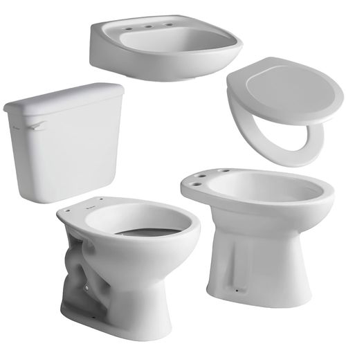 Combo Baño Andina Ferrum Juego 4 Piezas Blanco + Tapa Asiento Traful