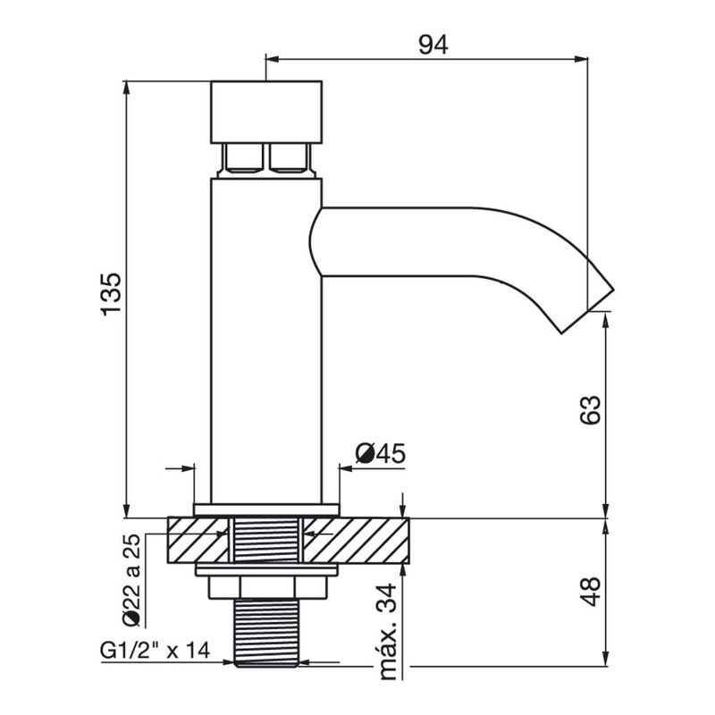 canilla-griferia-automatica-lavatorio-fv-ecomatic-cromo-372-esquema