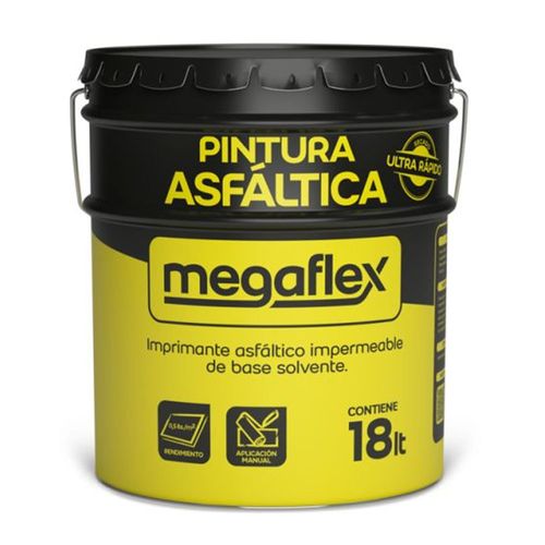 Pintura Asfáltica Solvente Secado Rápido Megaflex 18 Lts