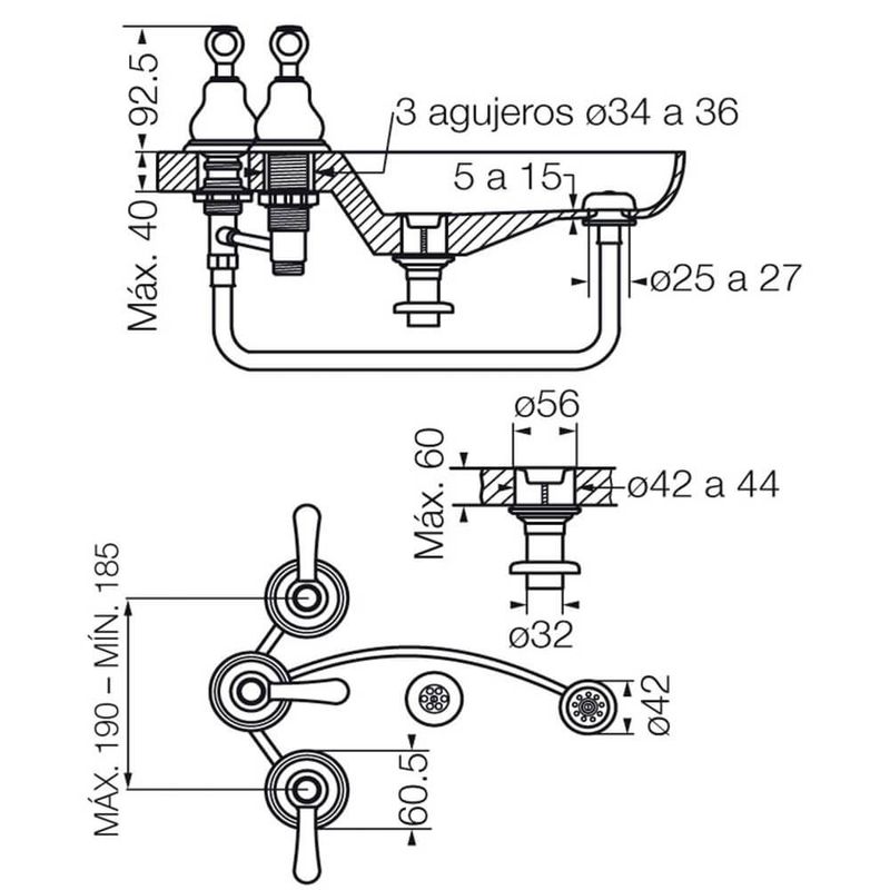 Griferia-Bidet-Cromo-Fv-Denisse-Lever-295-64L-esquema