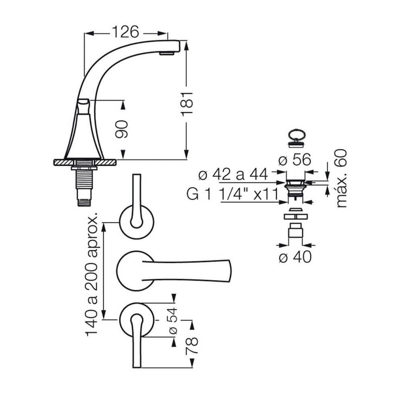 Griferia-Lavatorio-Niquel-Satinado-Lever-Fv-Alesia-207-49L--esquema