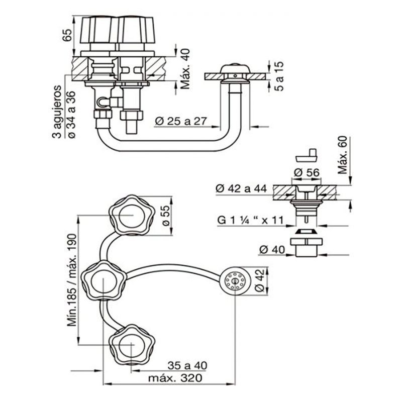 Griferia-Cromo-para-Bidet-61New-FV-295-61N-esquema