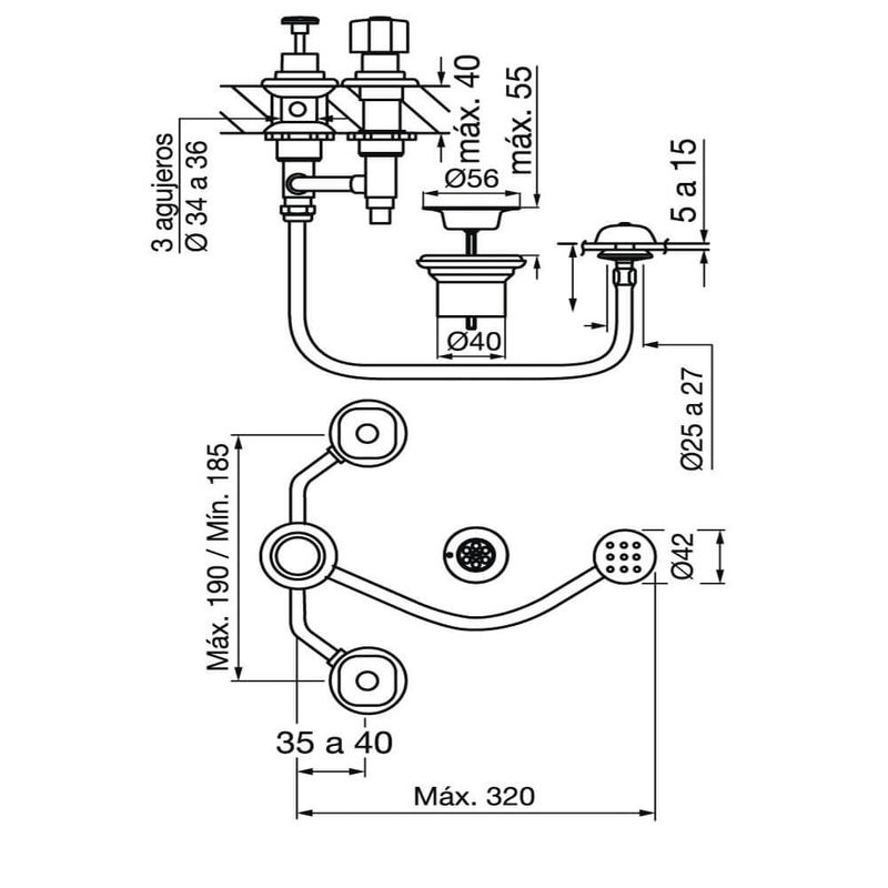 Griferia-Para-Bidet-Arizona-Cromo-Fv-295-B1-esquema