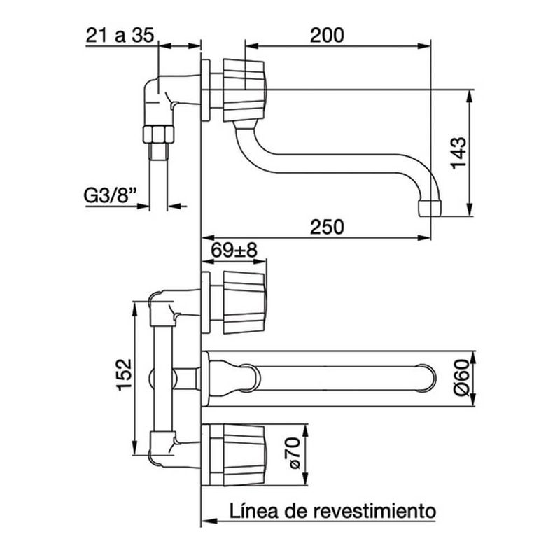 Griferia-de-Cocina-Pico-Corto-Movil-Plus-Fv-403-61-esquema