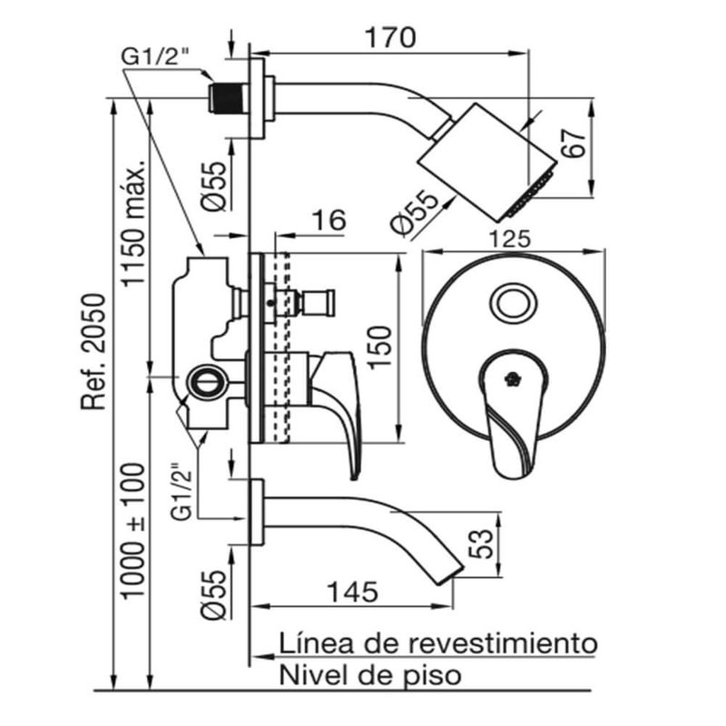 Griferia-para-Ducha-Monocomando-Fv-Melincue-106-C9-Cromo-esquema