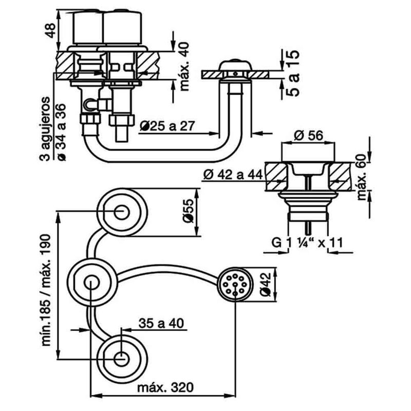 Griferia-Para-Bidet-Fv-Kansas-Cromo-295-24P-esquema