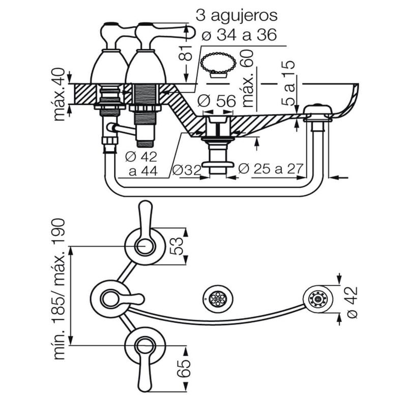 Griferia-Para-Bidet-Fv-Margot-Lever-QS-295-62-esquema
