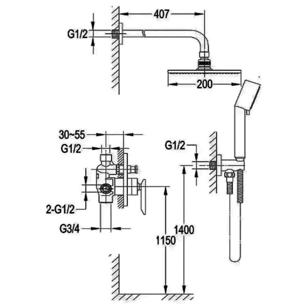 Grifería para Ducha Aqualia Edimburgo Cromo - Main Image