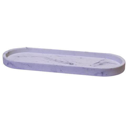 Bandeja Resina Símil Mármol Blanco Concepto Deco BAN0062