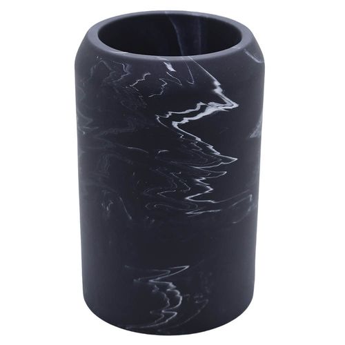 Portacepillos Cerámico Símil Mármol Negro Concepto Deco CER0116