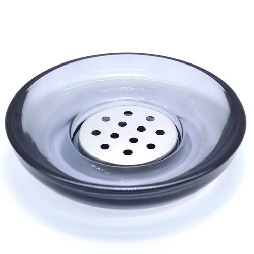 Jabonera Silver Humo Vidrio Concepto Deco SPL0169