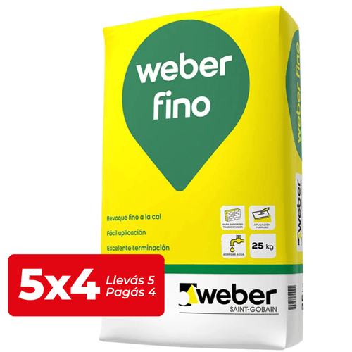 Revoque Fino Interior Weber x25 Kg