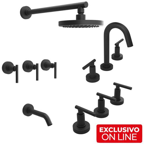Combo Baño Griferías Thunder Black Estalgrif Lever Advance