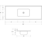 Mesada MS 1,60x60 Bacha Simple Centro Negra MM633 Durafort