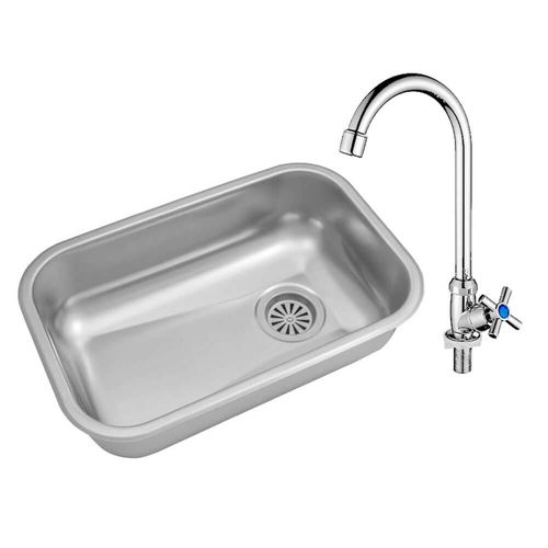 Pileta Bacha Cocina Johnson Acero 430 Simple ZZ52 + Grifería